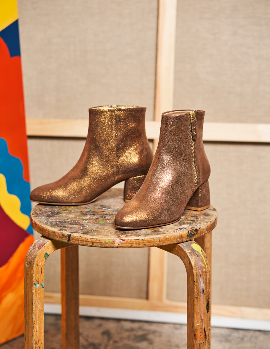 Gisèle tall ankle boots - Bronze suède