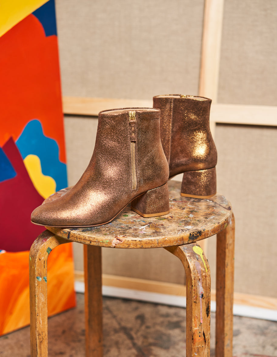 Gisèle tall ankle boots - Bronze suède
