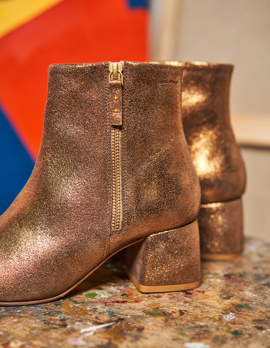 Gisèle tall ankle boots - Bronze suède