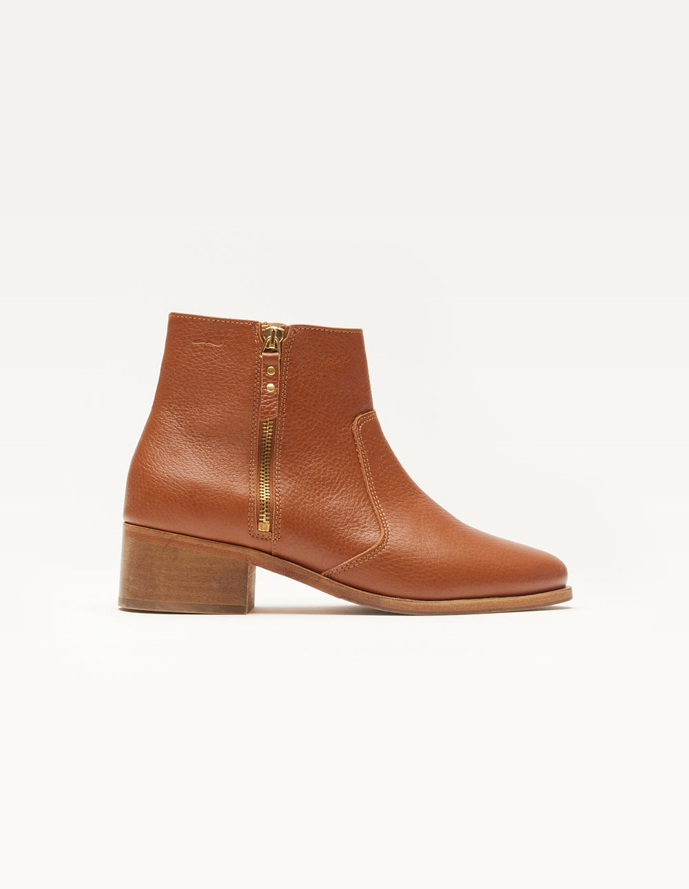 Bottines plates Coline - Cuir pull-up grainé honey