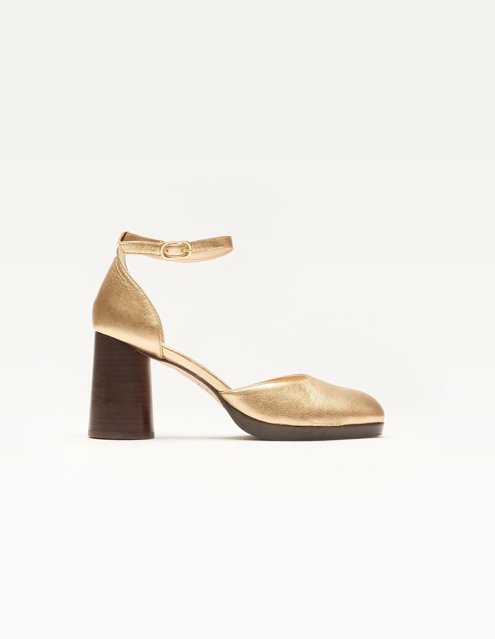 Domitille pumps - Cuir metallisé plissé doré