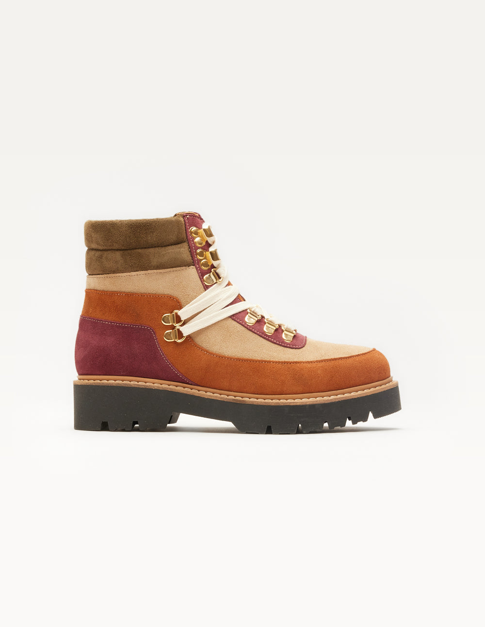 Talie laced ankle boots - Cognac suède beige burgundy