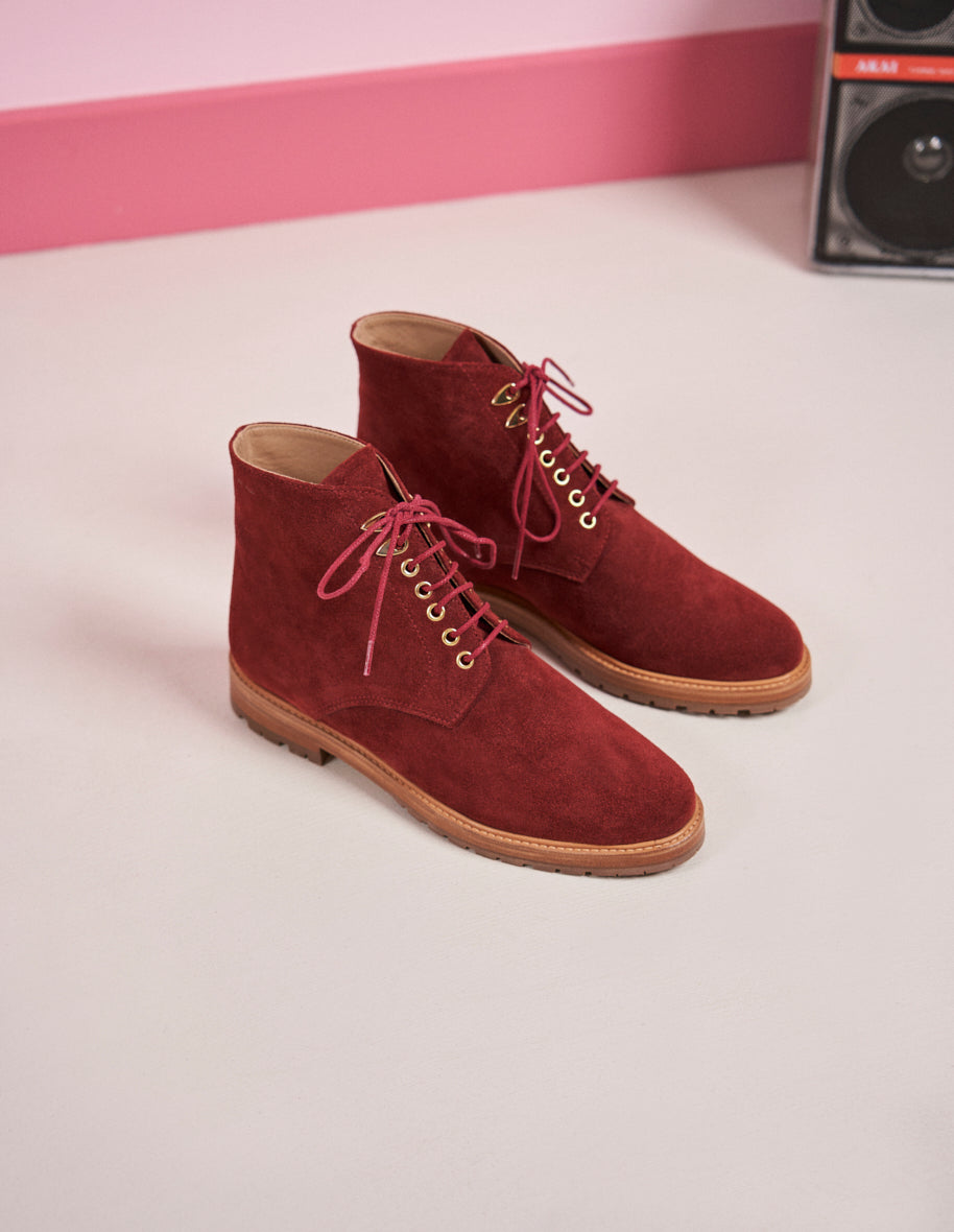Laurène laced ankle boots - Brique suède