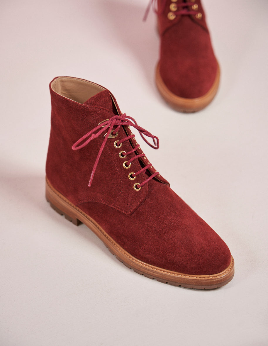 Laurène laced ankle boots - Brique suède