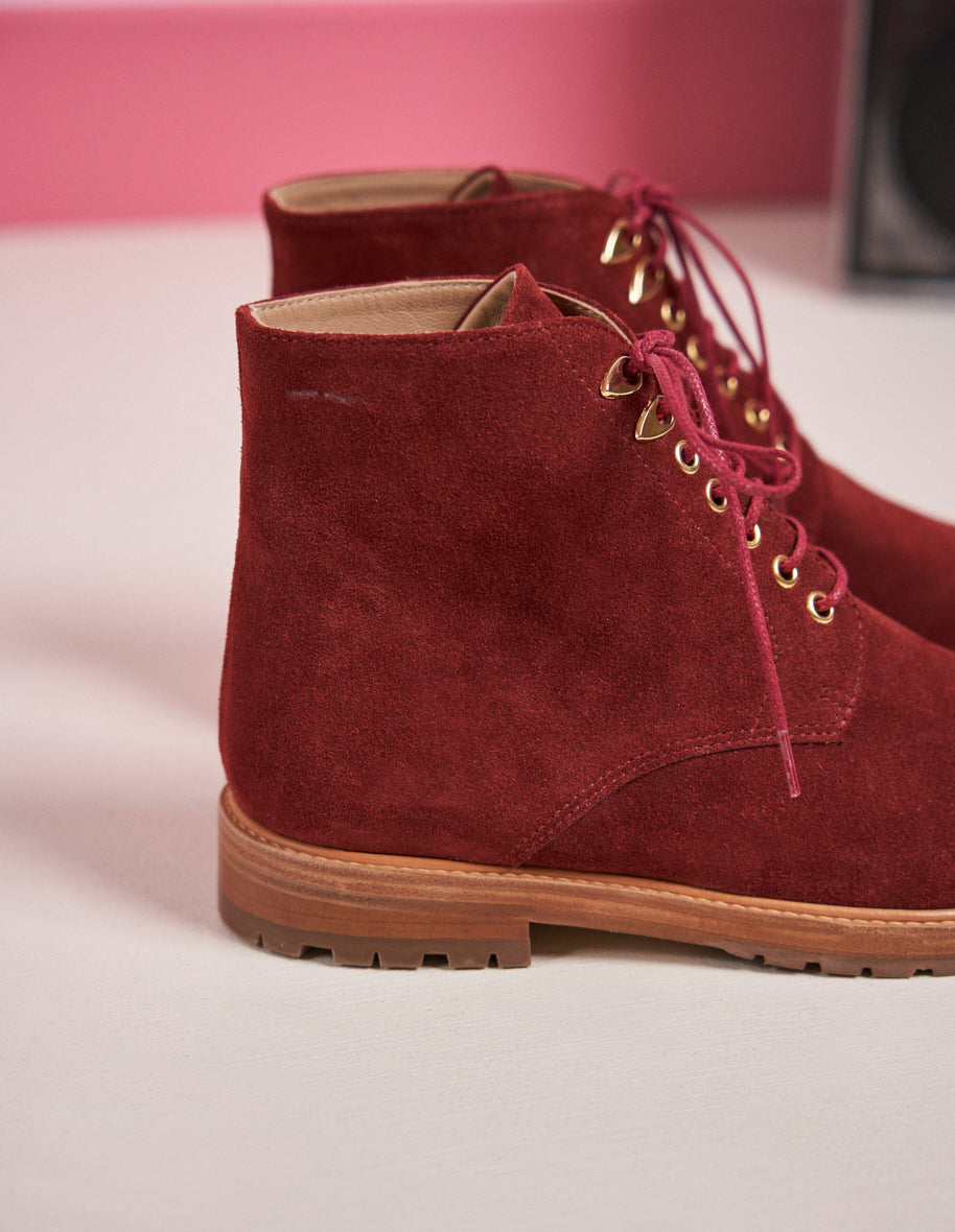 Laurène laced ankle boots - Brique suède