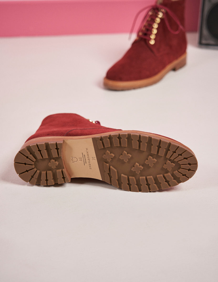 Laurène laced ankle boots - Brique suède