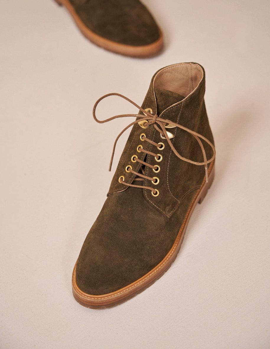 Laurène laced ankle boots - Suède kaki