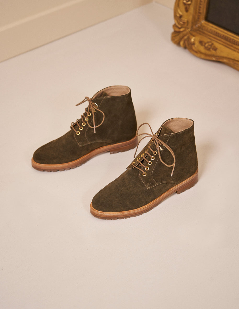 Laurène laced ankle boots - Suède kaki