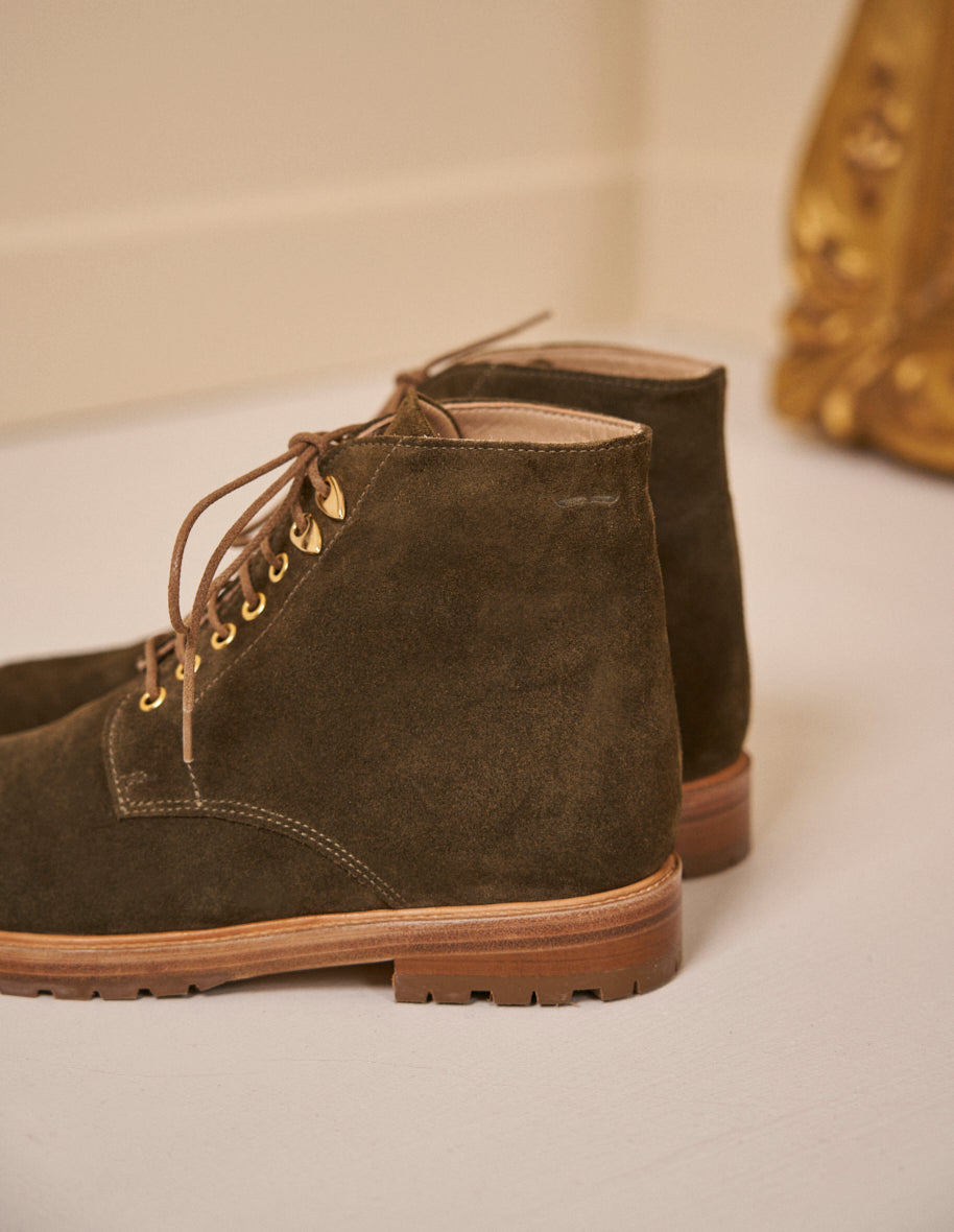 Laurène laced ankle boots - Suède kaki