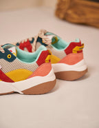 Baskets basses Lison - Suède et mesh corail beige carmin