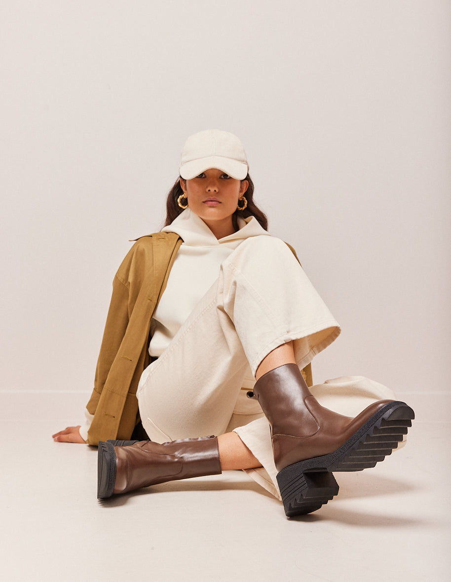 Ludivine tall ankle boots - Cuir brown foncé