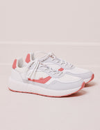 Baskets basses Marion - Cuir recyclé et suède vegan blanc corail
