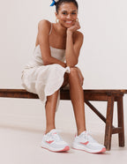 Baskets basses Marion - Cuir recyclé et suède vegan blanc corail