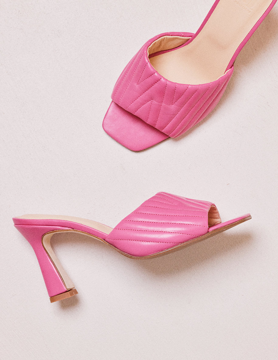 Mules Martha - Cuir fuchsia