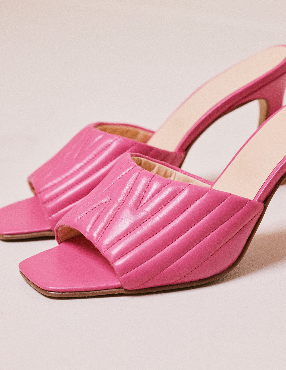 Mules Martha - Cuir fuchsia
