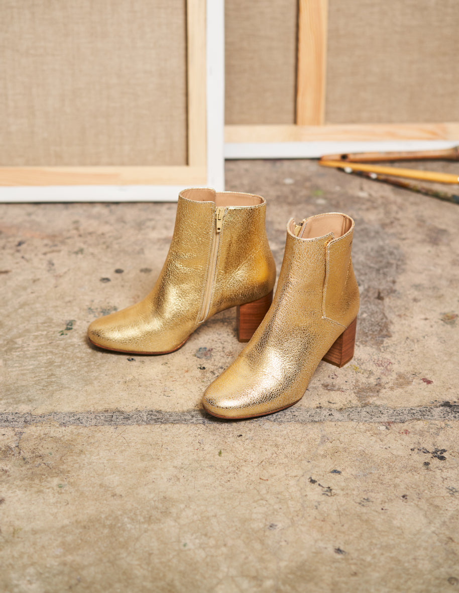 Mathilde H ankle boots - Cuir Craquelé Doré