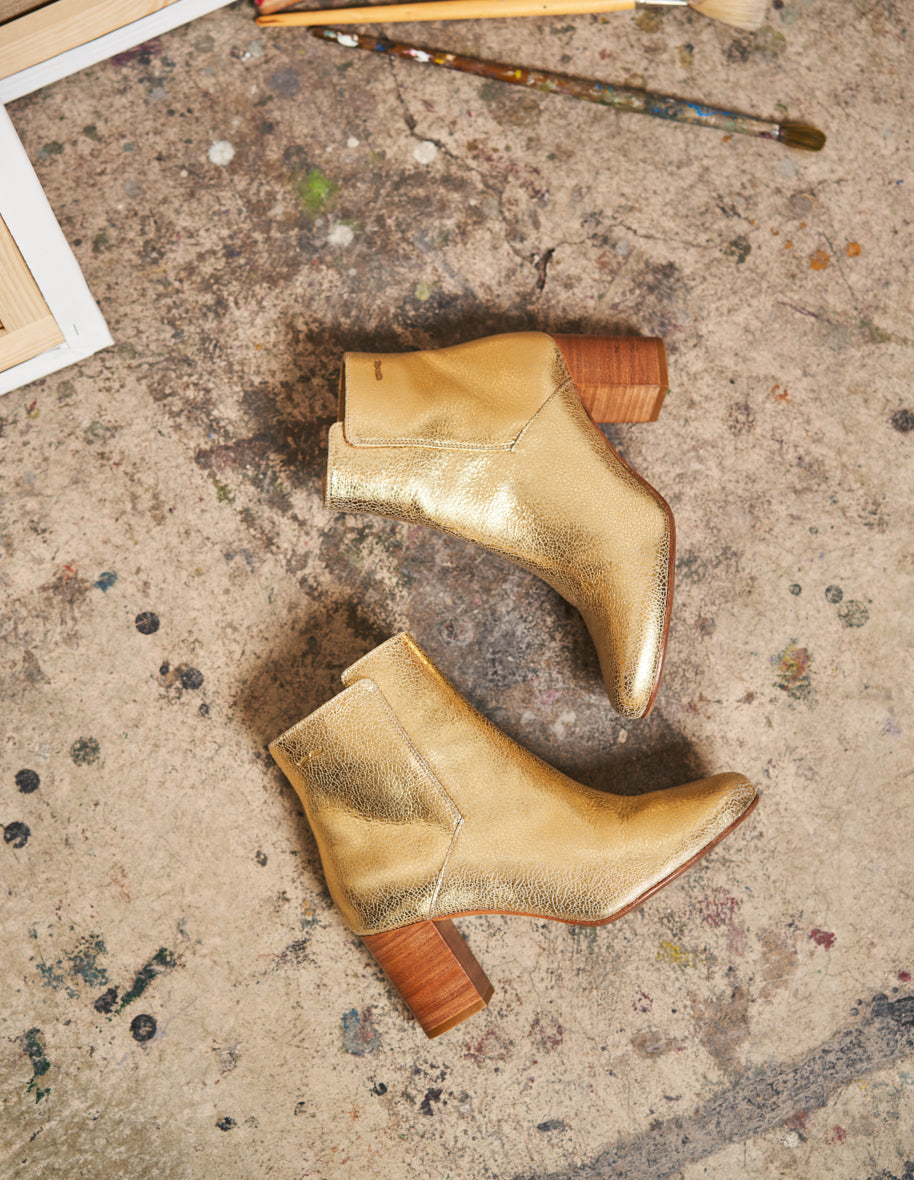 Mathilde H ankle boots - Cuir Craquelé Doré