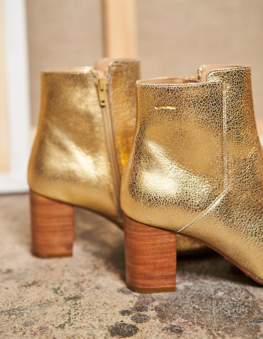 Mathilde H ankle boots - Cuir Craquelé Doré