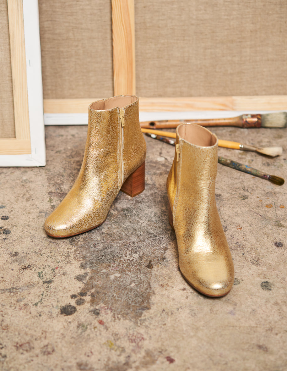 Mathilde H ankle boots - Cuir Craquelé Doré