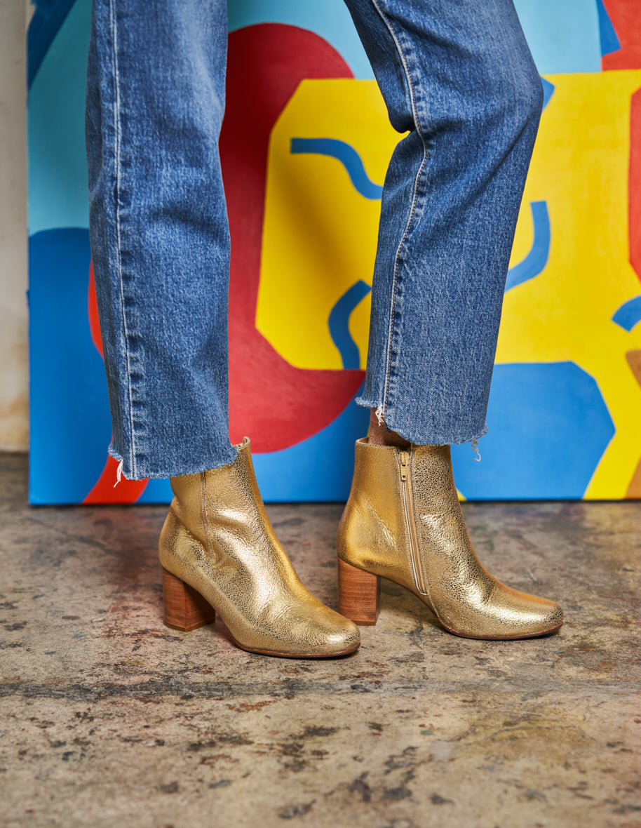 Mathilde H ankle boots - Cuir Craquelé Doré