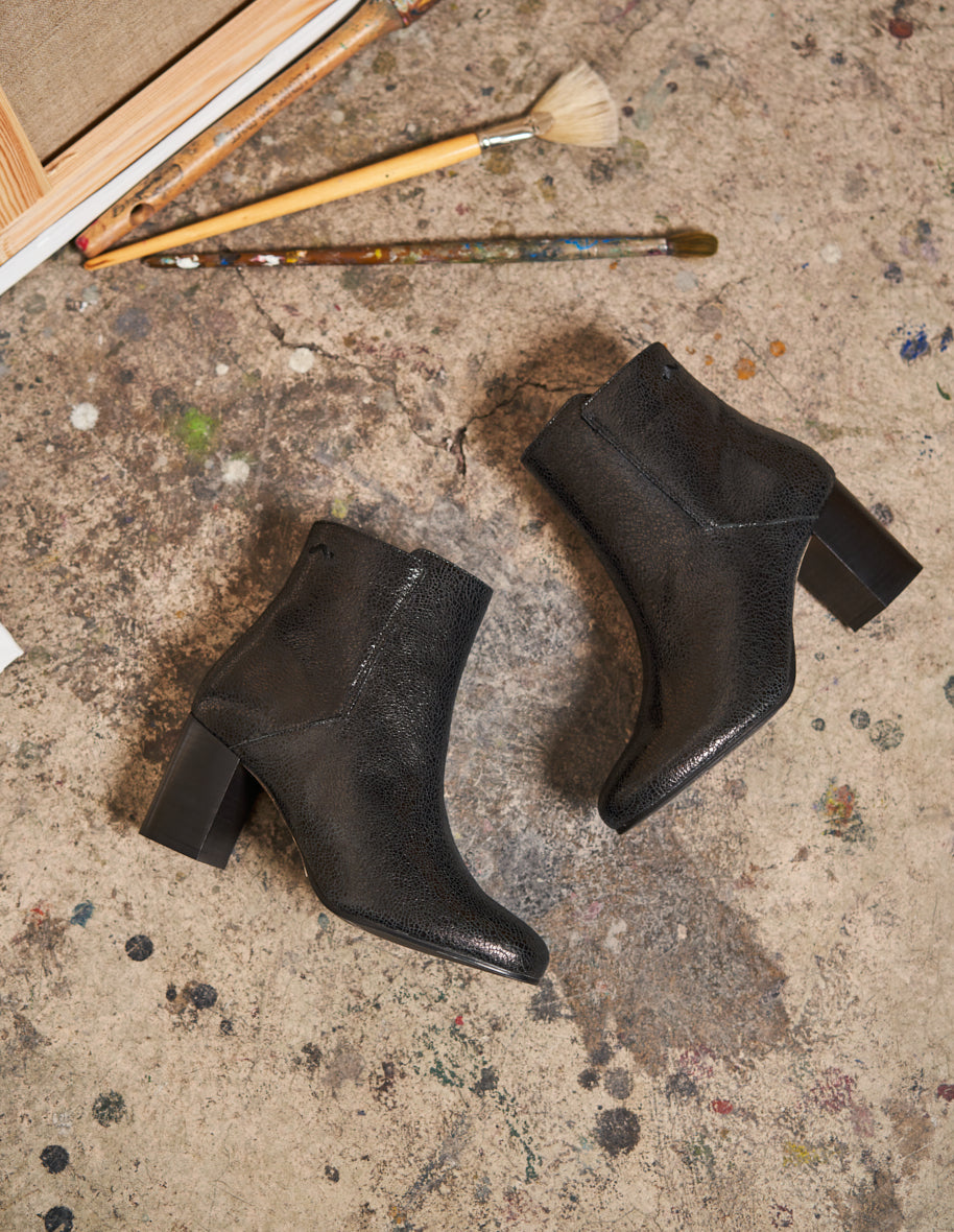 Mathilde H ankle boots - Cuir Craquelé Noir