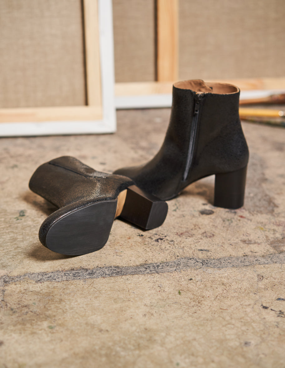 Mathilde H ankle boots - Cuir Craquelé Noir