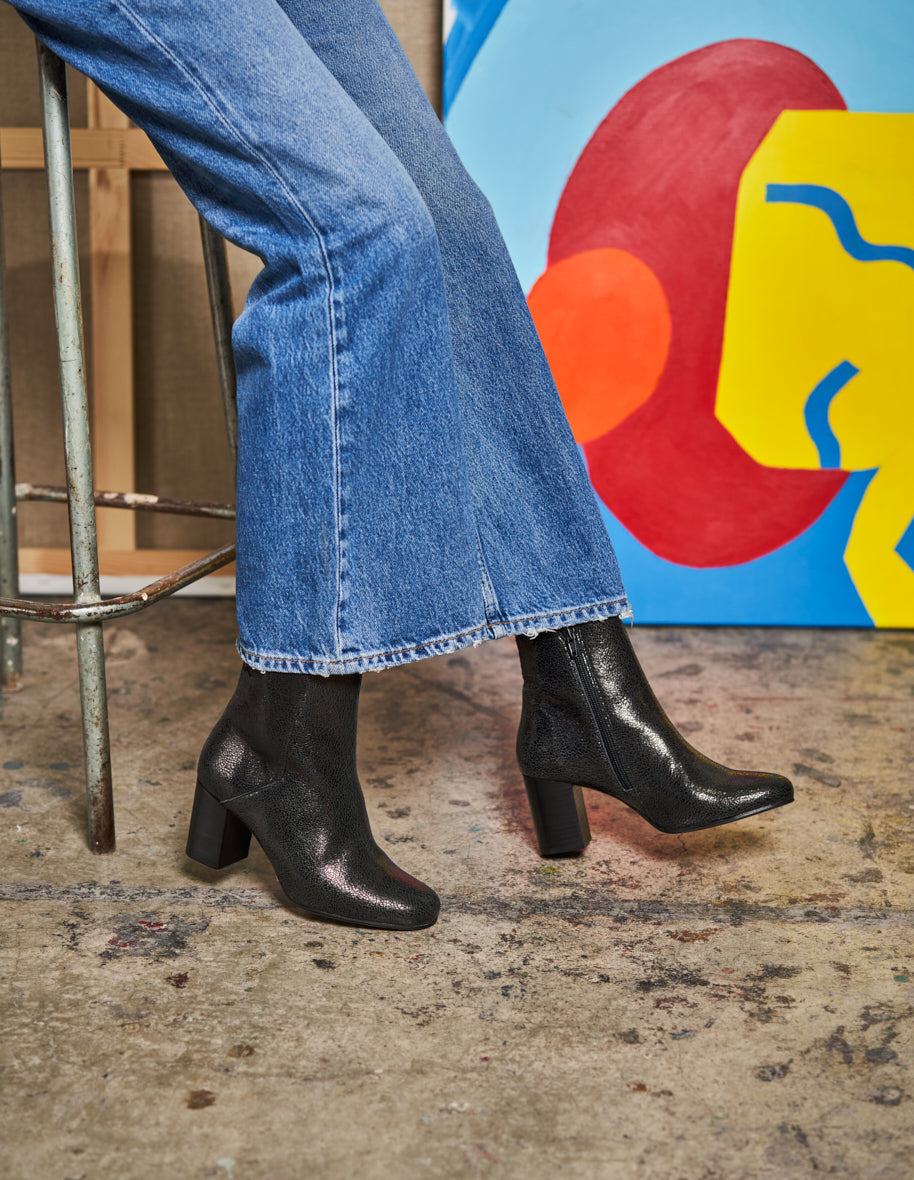 Mathilde H ankle boots - Cuir Craquelé Noir