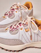 Baskets basses Morgane - Suède et cuir blanc amarante jaune