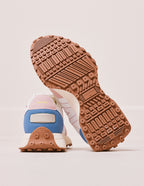 Baskets basses Morgane - Suède vegan et nylon rose clair, blanc et citron