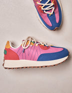 Baskets basses Morgane - Suède vegan et nylon bleu rose rouge