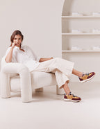 Baskets basses Morgane - Suède vegan et nylon bordeaux moutarde kaki