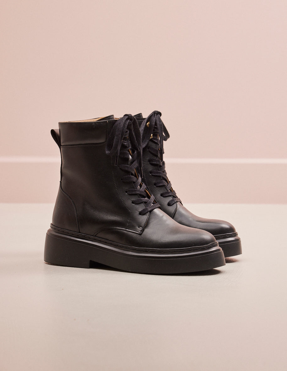 Océane laces ankle boots - Cuir noir
