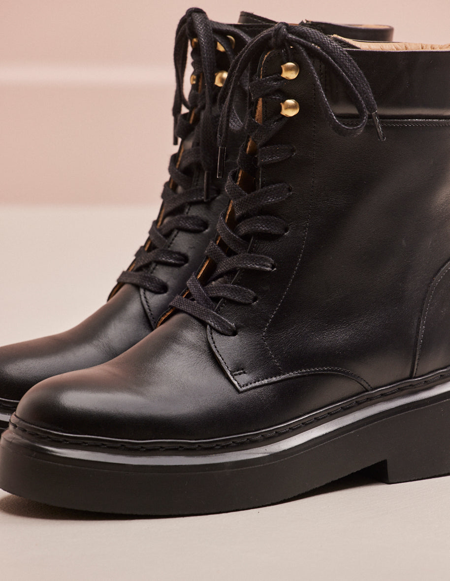 Océane laces ankle boots - Cuir noir