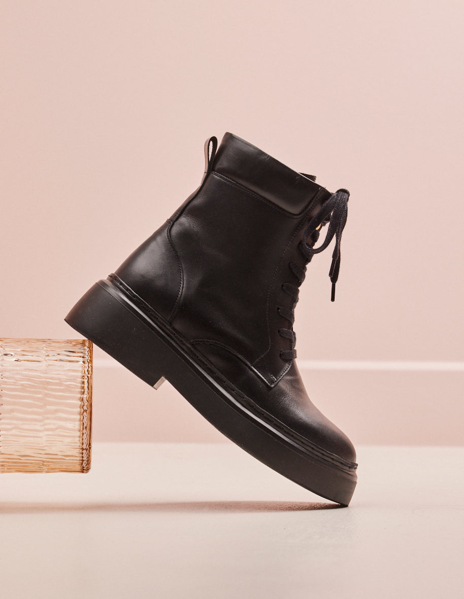 Océane laces ankle boots - Cuir noir