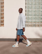 Baskets basses Matthieu - Bleu ciel écru kaki