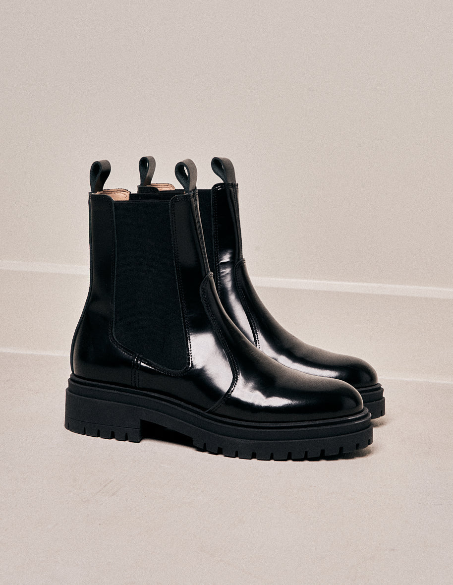 Bottines Perrine - Cuir box noir