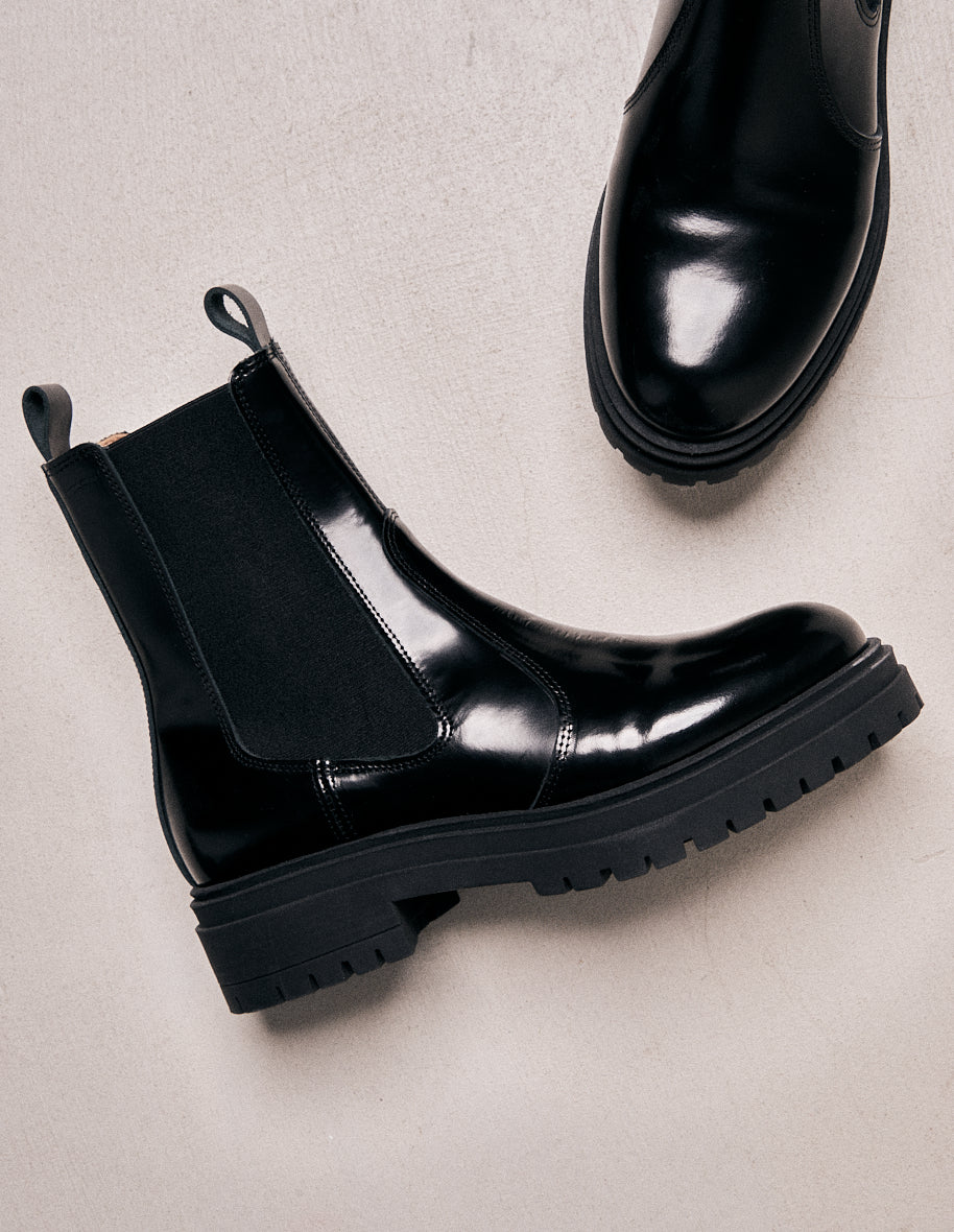 Bottines Perrine - Cuir box noir