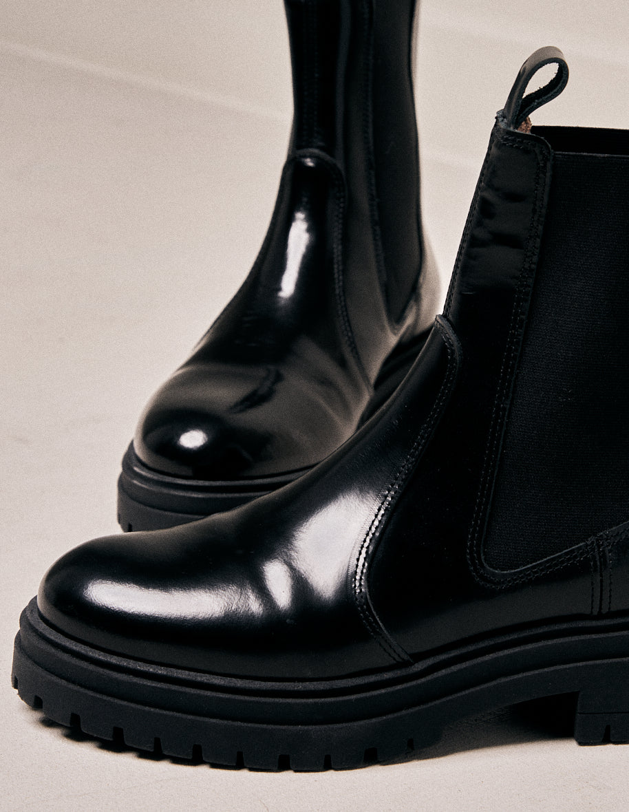 Bottines Perrine - Cuir box noir