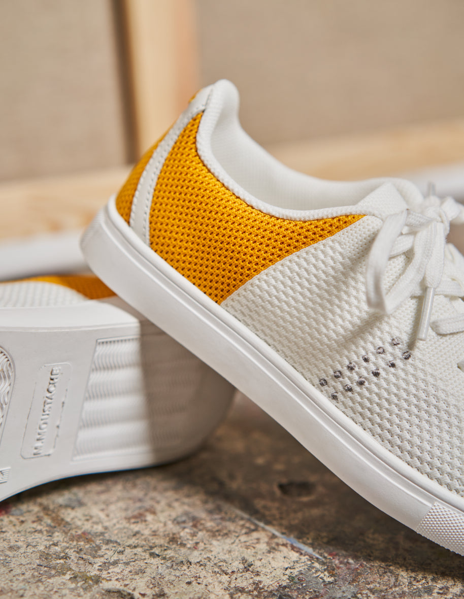 Baskets basses Renée Tricot - Blanc et moutarde