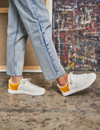 Baskets basses Renée Tricot - Blanc et moutarde