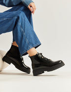 Bérénice laced ankle boots - Cuir box noir