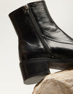 Callie ankle boots - Cuir plissé verni noir