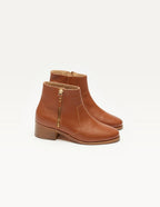 Bottines plates Coline - Cuir pull-up grainé honey