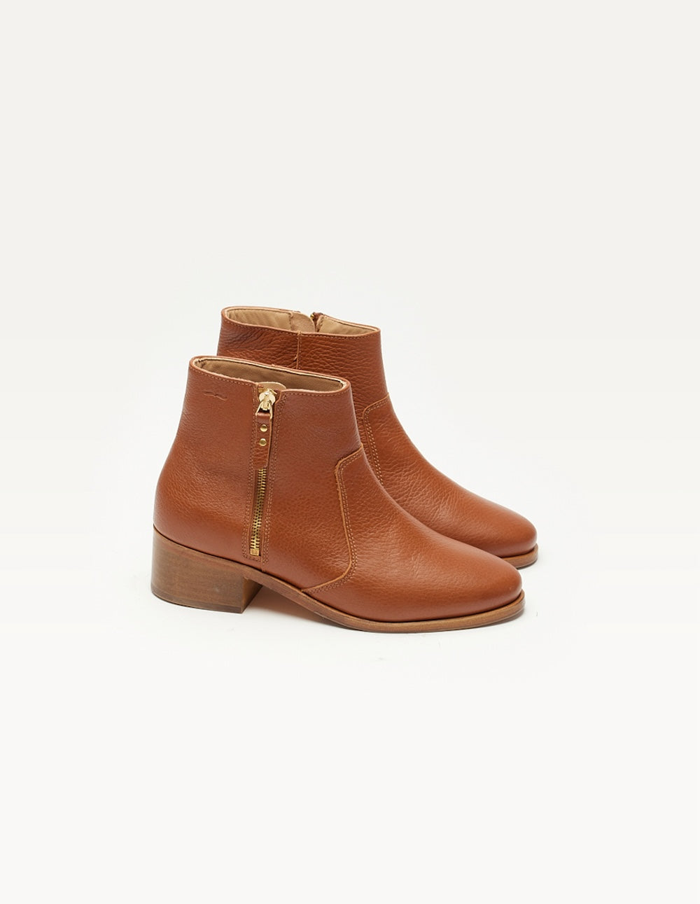 Bottines plates Coline - Cuir pull-up grainé honey