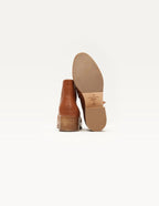 Bottines plates Coline - Cuir pull-up grainé honey