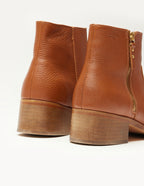 Bottines plates Coline - Cuir pull-up grainé honey