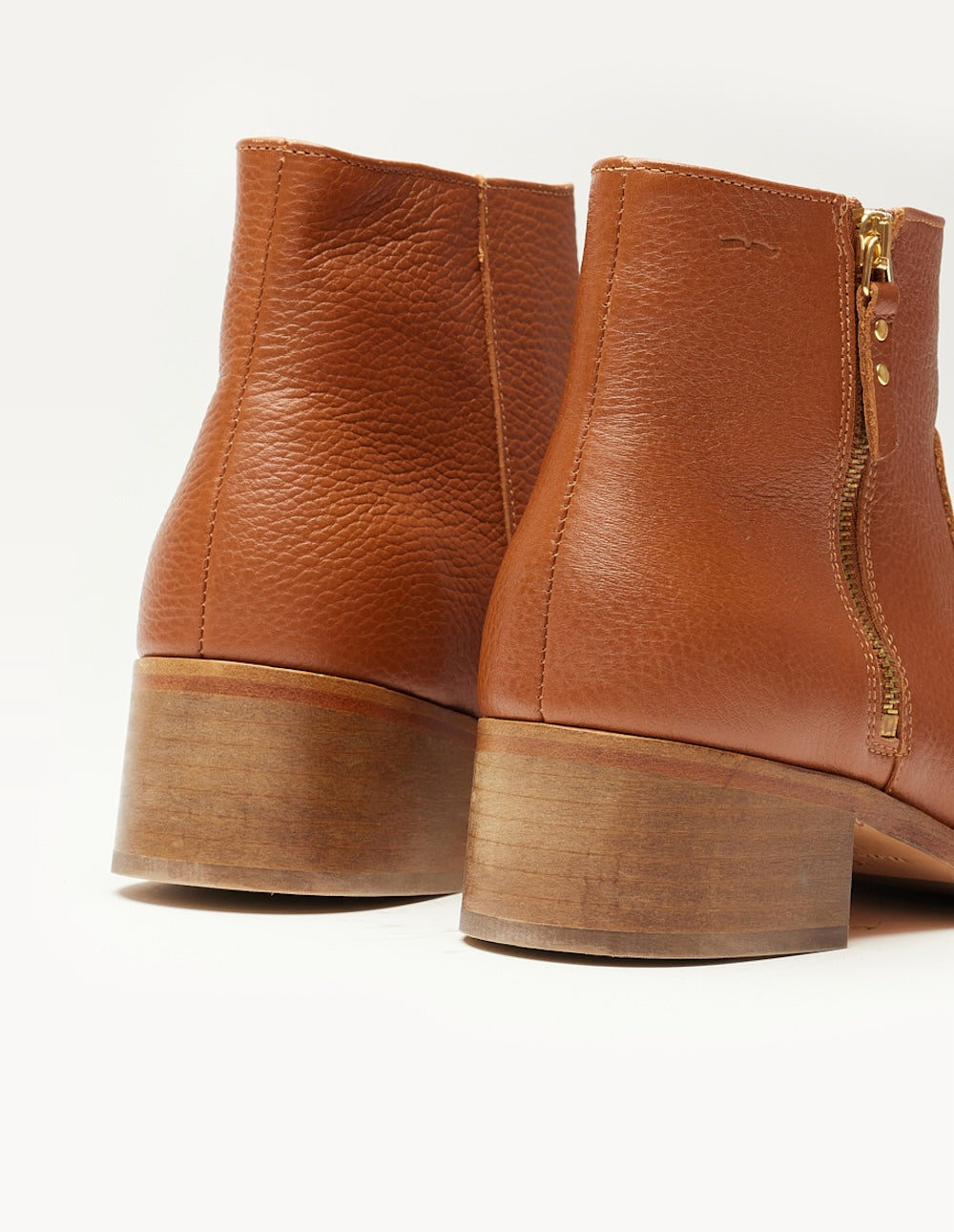 Bottines plates Coline - Cuir pull-up grainé honey