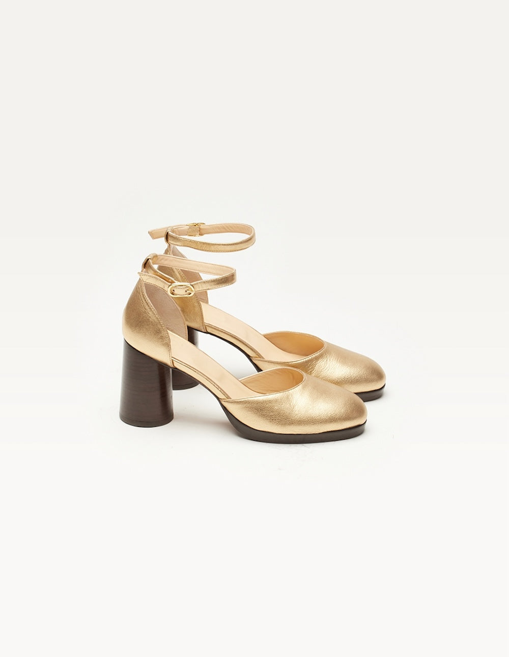 Domitille pumps - Cuir metallisé plissé doré