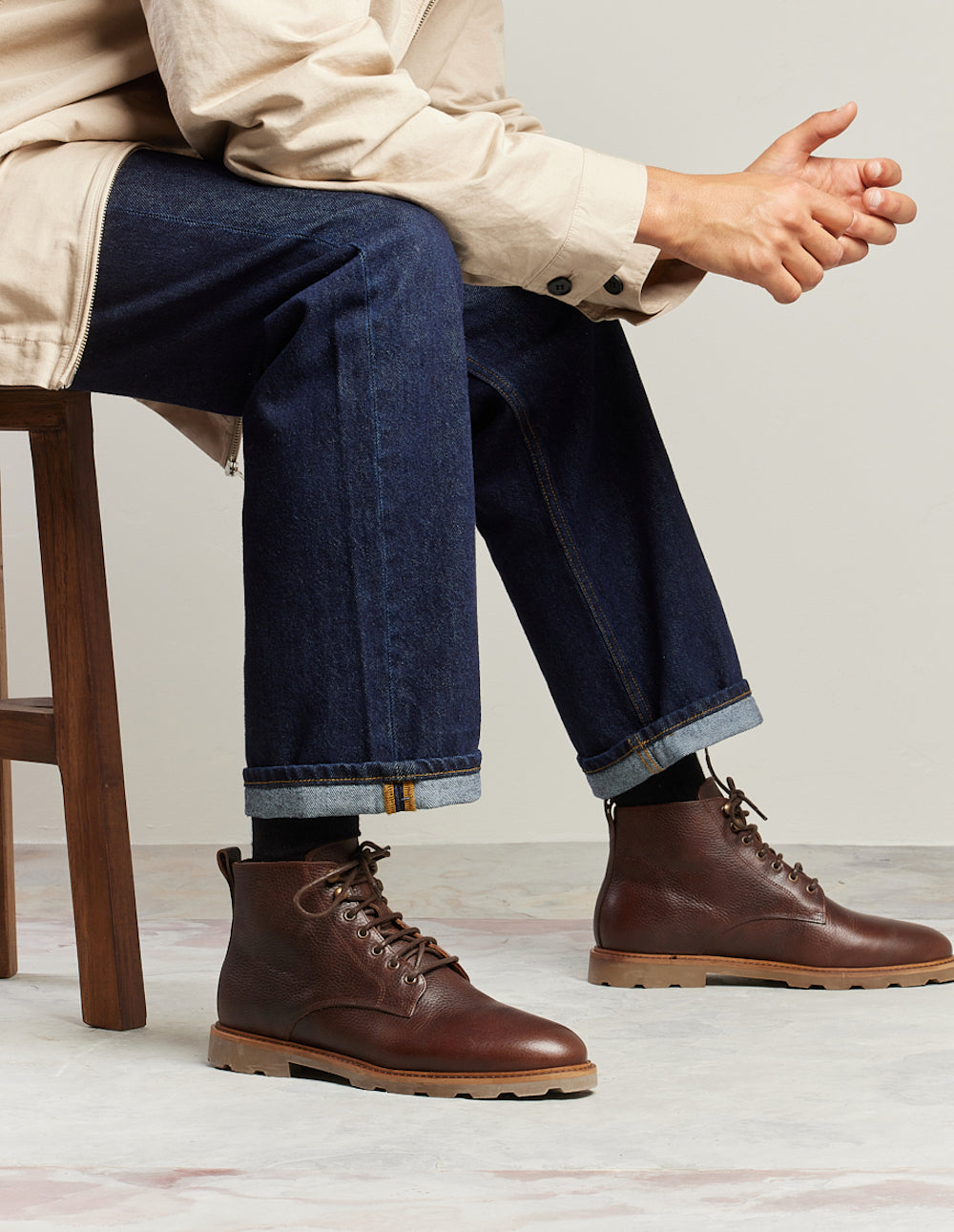 Eugène bottines - Brown grained pull-up leather