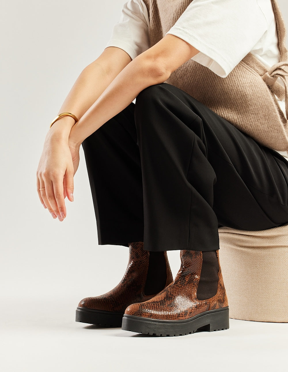 Flora Bottines - Cuir brown python